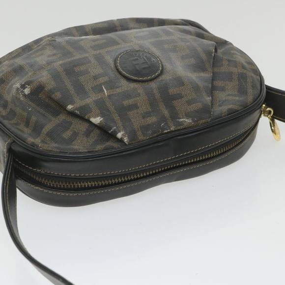 FENDI Zucca Canvas Shoulder Bag Coated Canvas Brown Auth bs9073 - Picture 6 of 16